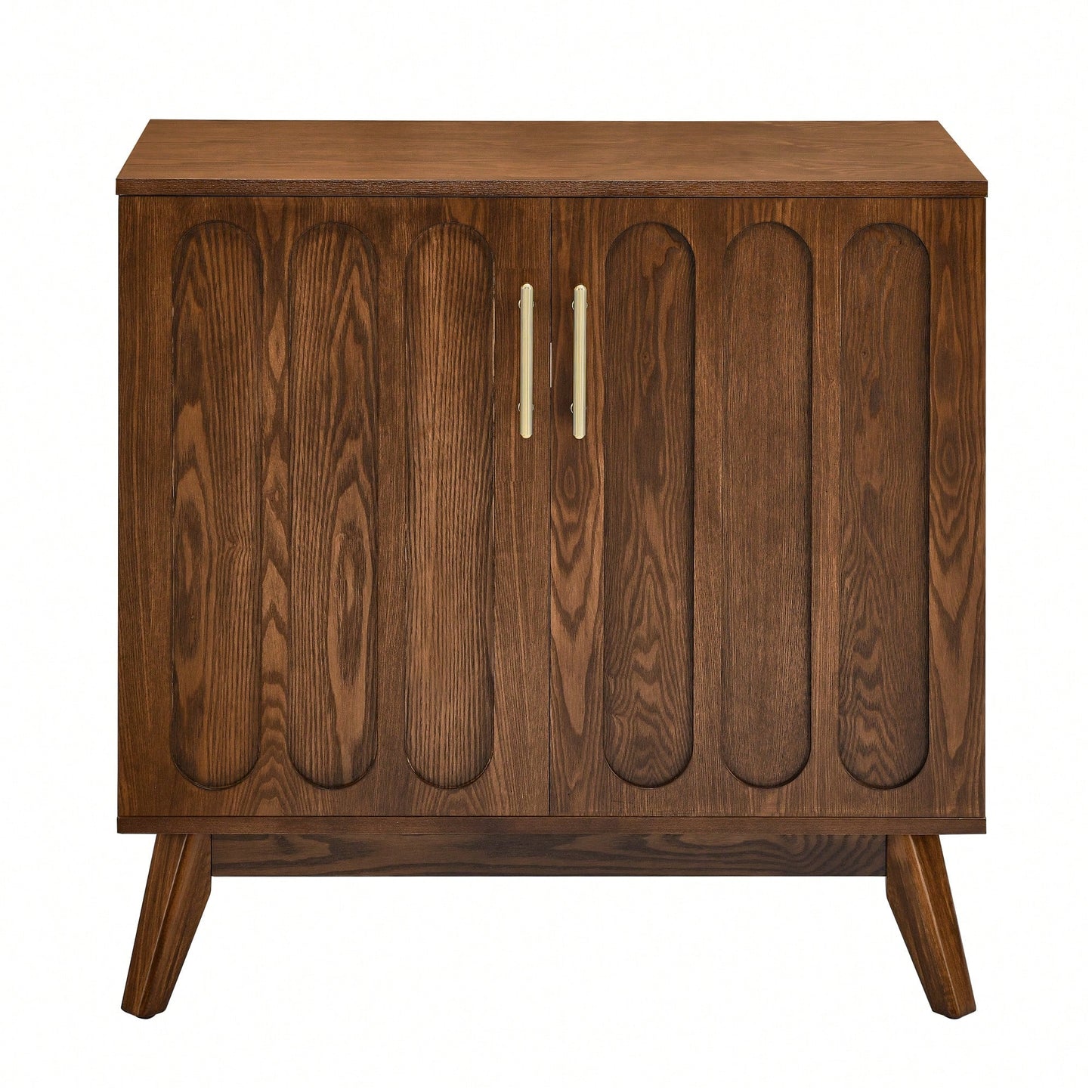 Mid Century Modern Fluted Sideboard Cabinet with Adjustable Shelves and Solid Wood Legs for Stylish Living Room and Dining Room Storage