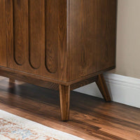 Mid Century Modern Fluted Sideboard Cabinet with Adjustable Shelves and Solid Wood Legs for Stylish Living Room and Dining Room Storage