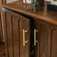 Mid Century Modern Fluted Sideboard Cabinet with Adjustable Shelves and Solid Wood Legs for Stylish Living Room and Dining Room Storage