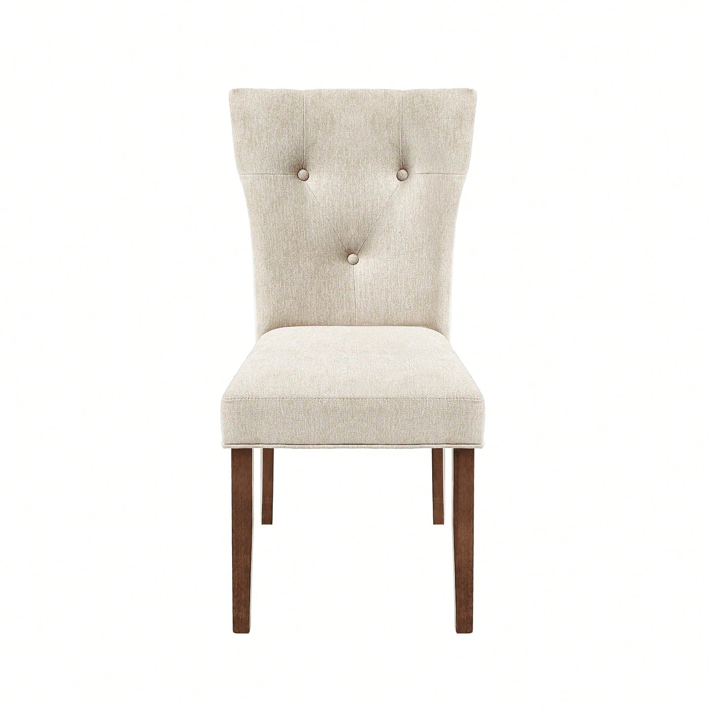 Cream Upholstered Dining Chairs Set Of 2 With Button-Tufted Design And Rubberwood Legs For Kitchen And Dining Room