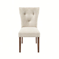 Cream Upholstered Dining Chairs Set Of 2 With Button-Tufted Design And Rubberwood Legs For Kitchen And Dining Room