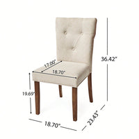 Cream Upholstered Dining Chairs Set Of 2 With Button-Tufted Design And Rubberwood Legs For Kitchen And Dining Room