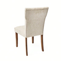 Cream Upholstered Dining Chairs Set Of 2 With Button-Tufted Design And Rubberwood Legs For Kitchen And Dining Room