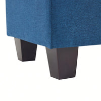 Contemporary Navy Blue Ottoman With Birch Wood Legs For Versatile Home Use