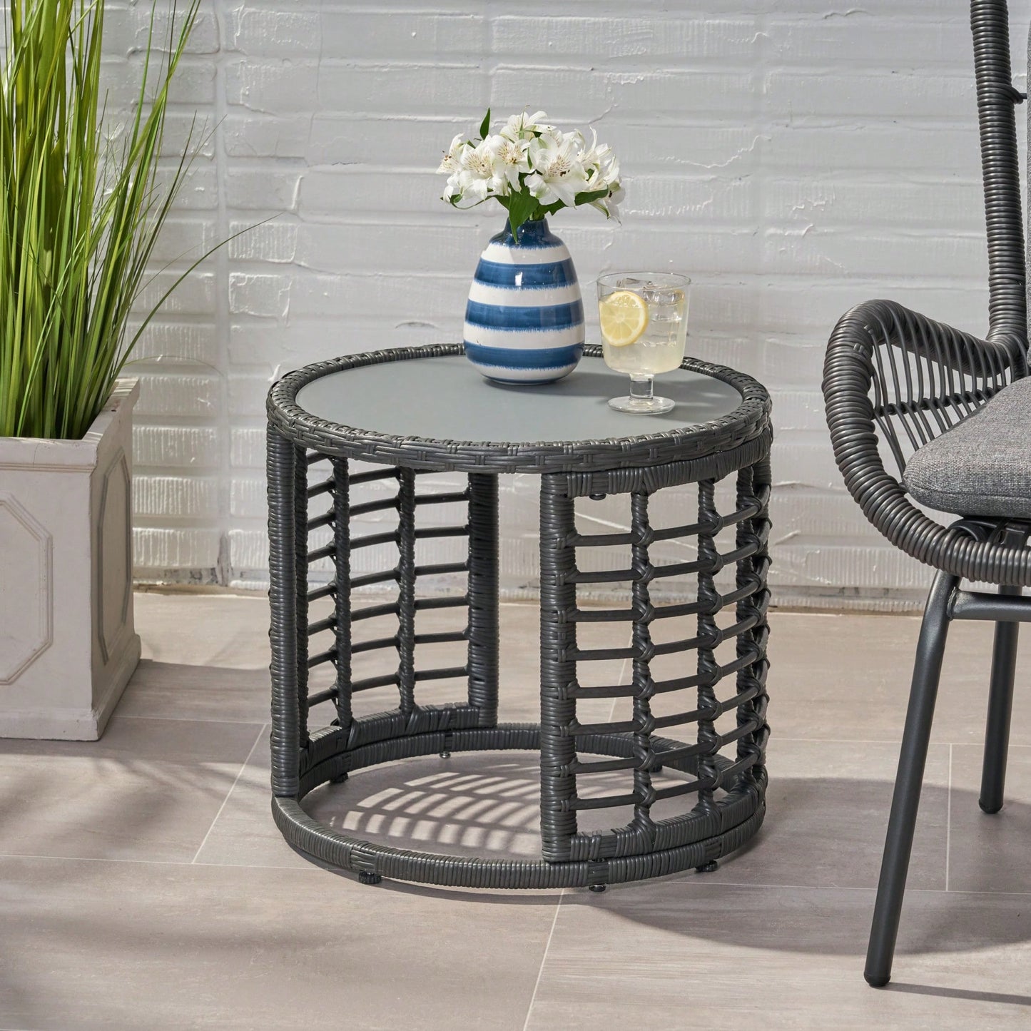 Stylish Outdoor Side Table For Drinks And Relaxation