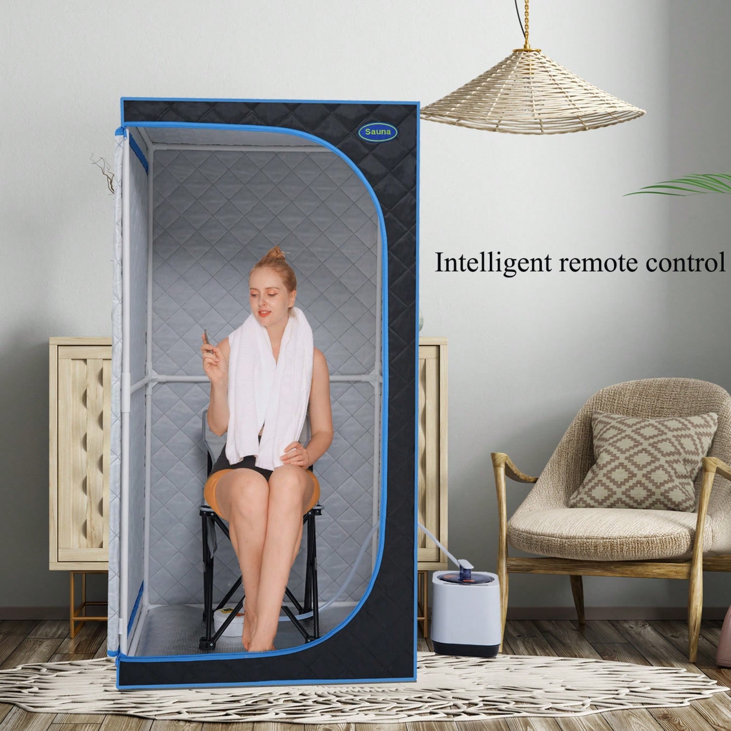 Portable Full Size Steam Sauna Tent With Steam Generator Remote Control And Foldable Chair For Home Spa Experience