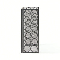 Modern Three Panel Iron Fireplace Screen With Circular Pattern In Black Silver