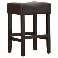 Set Of 2 Backless Brown Leather Counter Height Barstools For Kitchen And Living Room