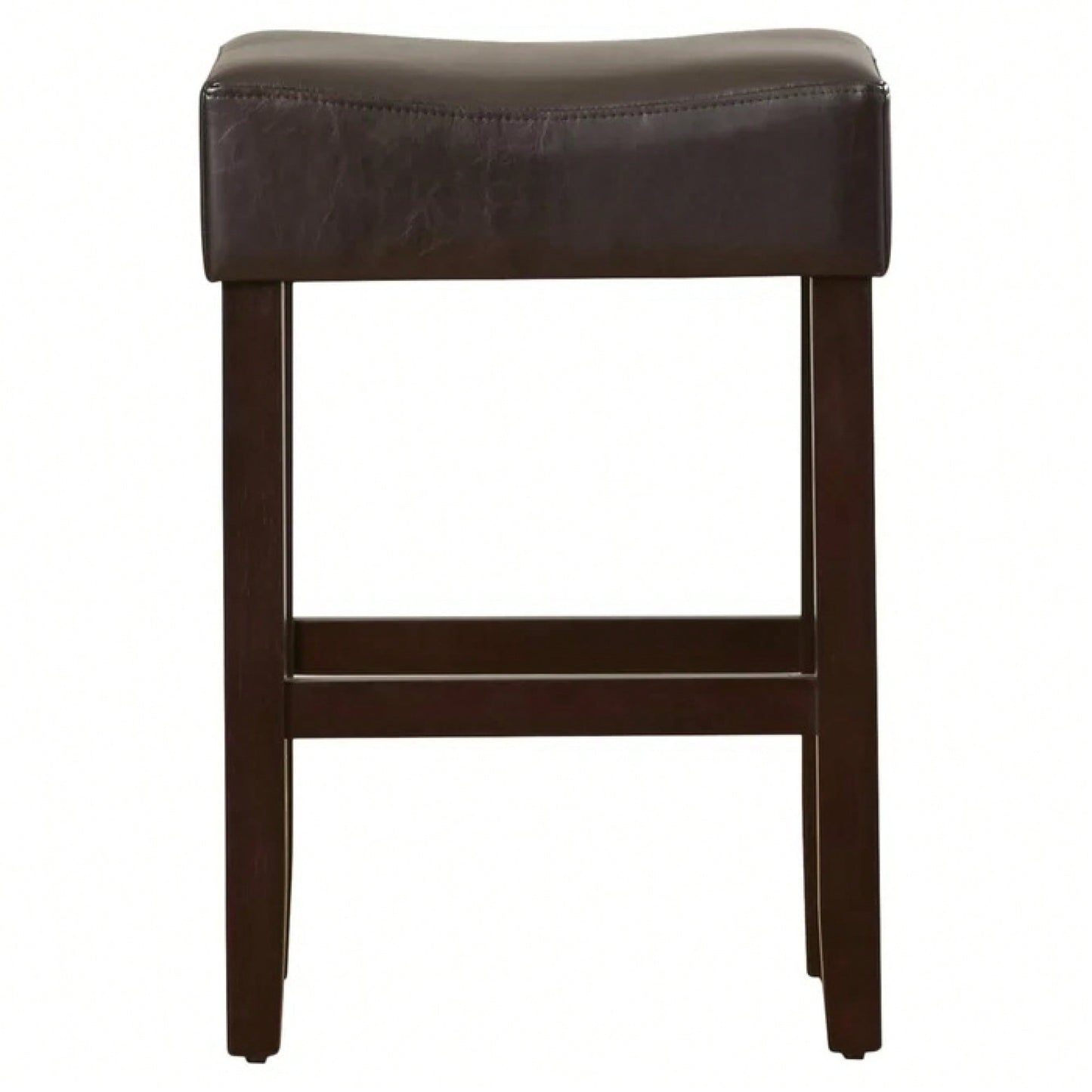 Set Of 2 Backless Brown Leather Counter Height Barstools For Kitchen And Living Room