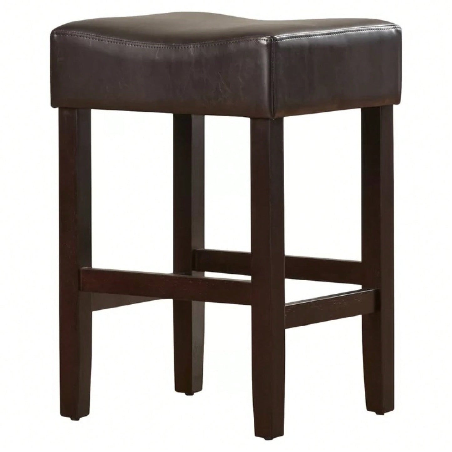 Set Of 2 Backless Brown Leather Counter Height Barstools For Kitchen And Living Room