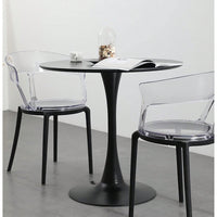 Modern Round Dining Table With MDF Top And Steel Base For Kitchen, Living Room, And Small Spaces, 24 Inch