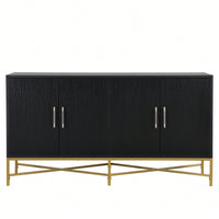 Four-Door Modern Sideboard With Metal Cross-Leg Design For Living Room, Entrance, And Study, Ample Storage And Easy Assembly