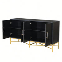 Four-Door Modern Sideboard With Metal Cross-Leg Design For Living Room, Entrance, And Study, Ample Storage And Easy Assembly