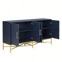 Four-Door Modern Sideboard With Metal Cross-Leg Design For Living Room, Entrance, And Study, Ample Storage And Easy Assembly