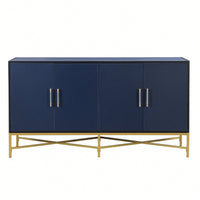 Four-Door Modern Sideboard With Metal Cross-Leg Design For Living Room, Entrance, And Study, Ample Storage And Easy Assembly