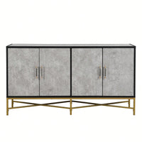 Four-Door Modern Sideboard With Metal Cross-Leg Design For Living Room, Entrance, And Study, Ample Storage And Easy Assembly