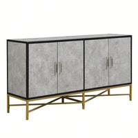 Four-Door Modern Sideboard With Metal Cross-Leg Design For Living Room, Entrance, And Study, Ample Storage And Easy Assembly