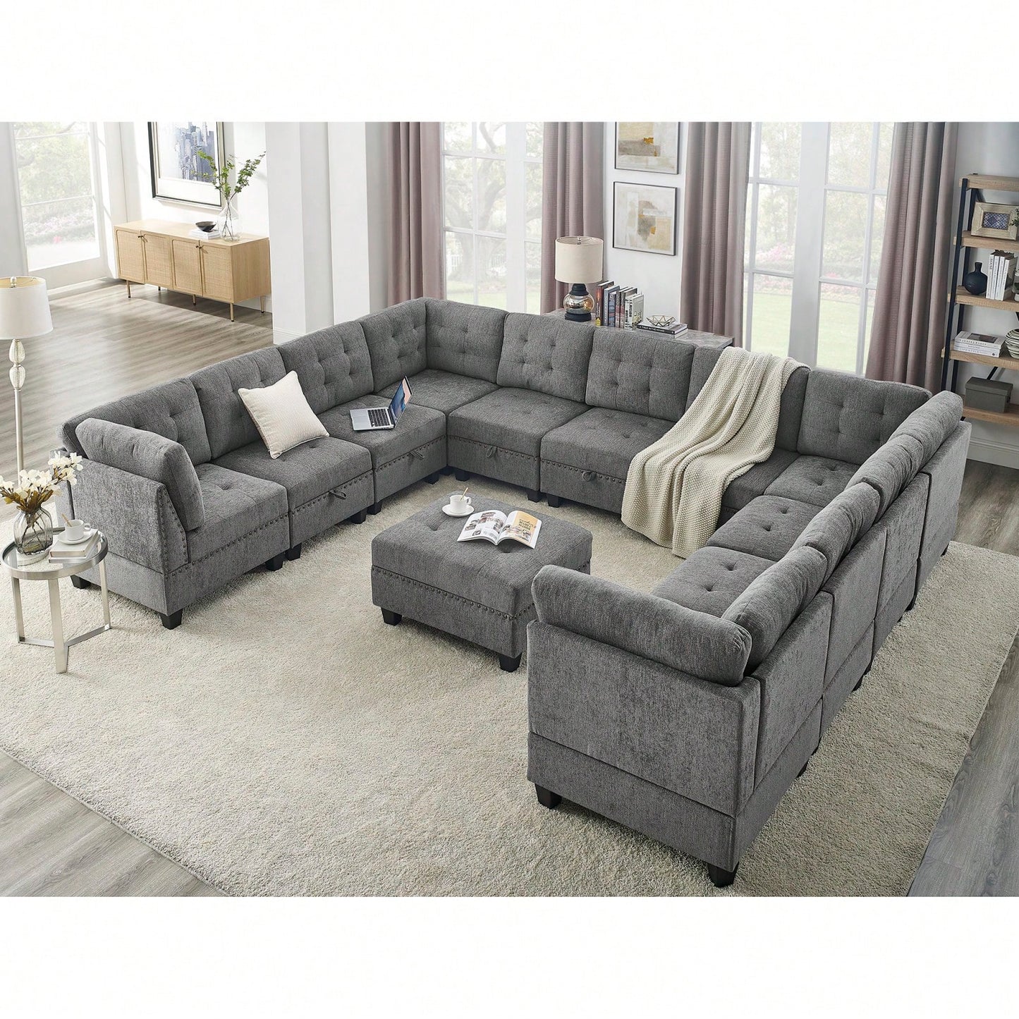 Versatile Modular Sectional Sofa with Sturdy Wood Frame and Luxurious Chenille Fabric Easy to Assemble and Rearrange for Comfort and Style