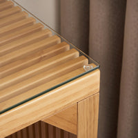 Multi-Functional Solid Pine Dining Bench And Table Set With Tempered Glass Top For Entryway Living Room Kitchen And Bedroom