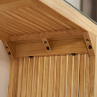 Multi-Functional Solid Pine Dining Bench And Table Set With Tempered Glass Top For Entryway Living Room Kitchen And Bedroom