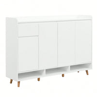 Sleek Contemporary Shoe Cabinet With Adjustable Shelves And Solid Wood Legs For Entryway And Living Room Storage