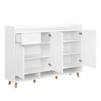 Sleek Contemporary Shoe Cabinet With Adjustable Shelves And Solid Wood Legs For Entryway And Living Room Storage