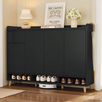 Sleek Contemporary Shoe Cabinet With Adjustable Shelves And Solid Wood Legs For Entryway And Living Room Storage