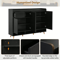 Sleek Contemporary Shoe Cabinet With Adjustable Shelves And Solid Wood Legs For Entryway And Living Room Storage