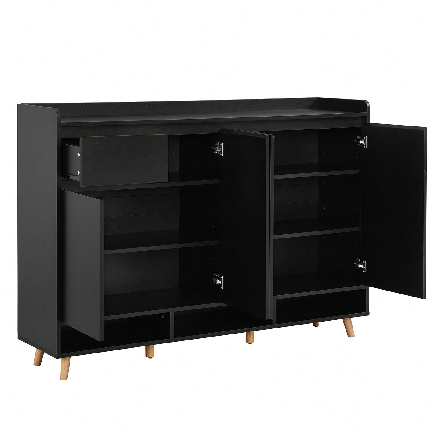 Sleek Contemporary Shoe Cabinet With Adjustable Shelves And Solid Wood Legs For Entryway And Living Room Storage