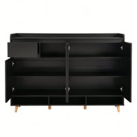 Sleek Contemporary Shoe Cabinet With Adjustable Shelves And Solid Wood Legs For Entryway And Living Room Storage