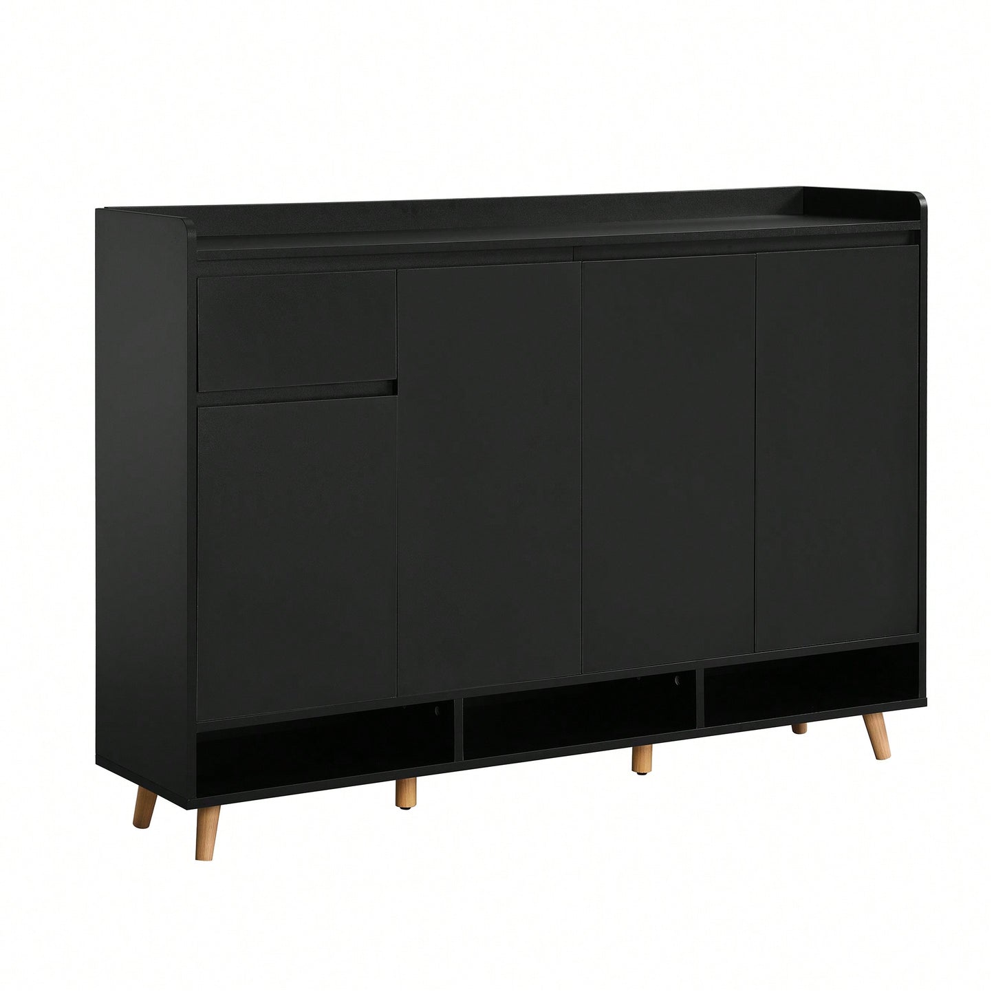 Sleek Contemporary Shoe Cabinet With Adjustable Shelves And Solid Wood Legs For Entryway And Living Room Storage