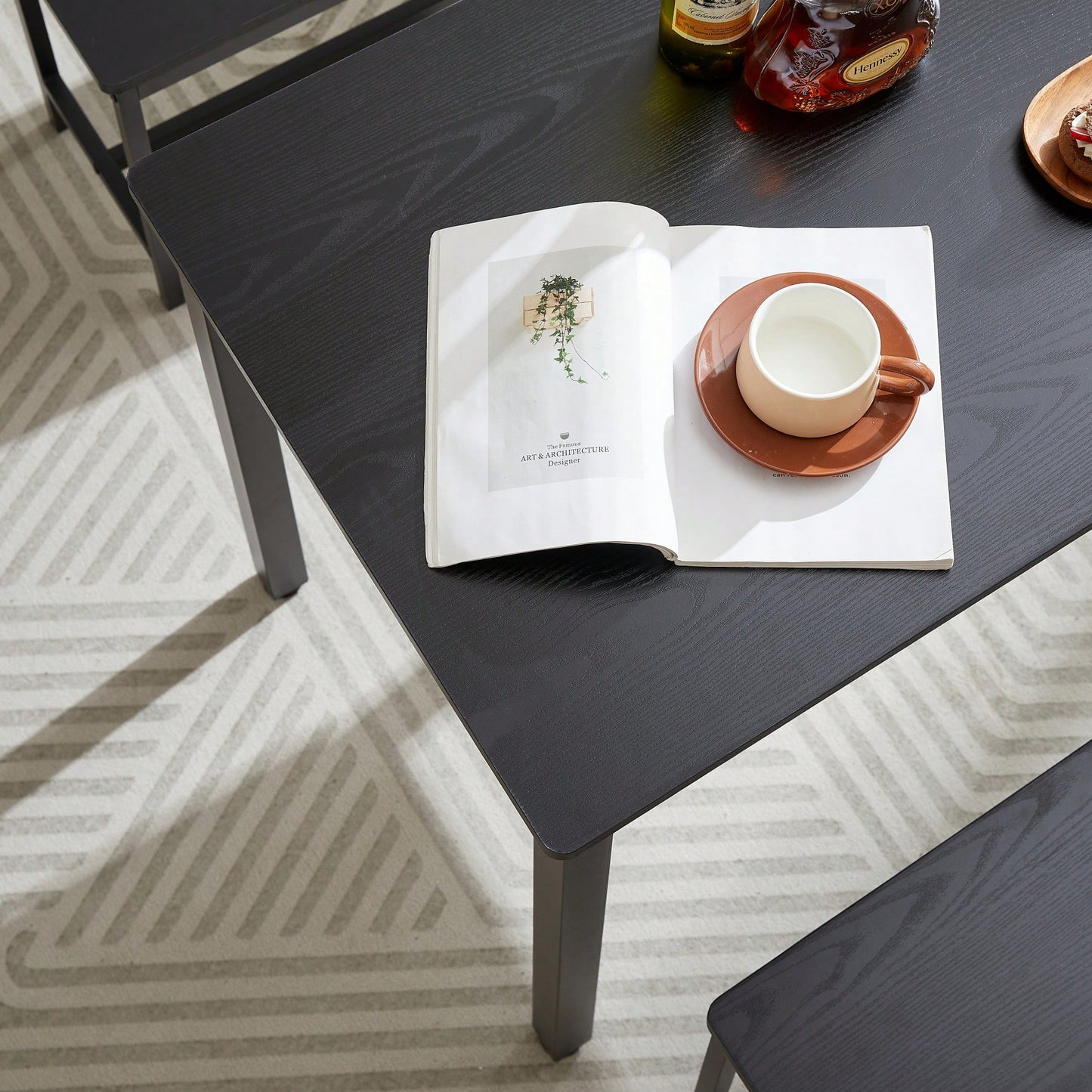 Industrial Style Dining Table Set with 2 Benches Natural White Finish Space-Saving Easy Assembly Durable Particleboard Steel