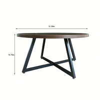 Round Coffee Table With Friendly Wood Grain Top And Sturdy Black Metal Frame For Modern Living Spaces