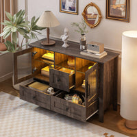 Elegant White And Brown Storage Cabinet With Changhong Glass Door And Bluetooth LED Lighting For Dining Room And Living Room