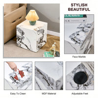 Modern 15.75 Inch White MDF Cube Coffee Table With Stylish Texture And Easy Assembly