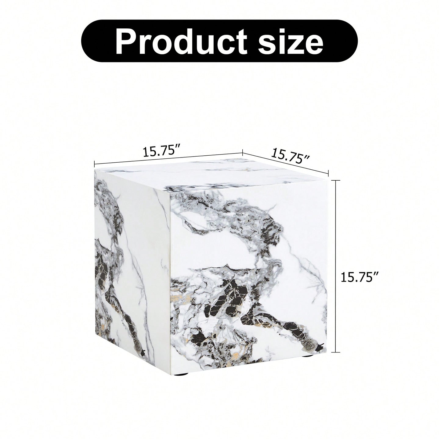 Modern 15.75 Inch White MDF Cube Coffee Table With Stylish Texture And Easy Assembly