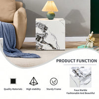 Modern 15.75 Inch White MDF Cube Coffee Table With Stylish Texture And Easy Assembly