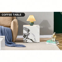 Modern 15.75 Inch White MDF Cube Coffee Table With Stylish Texture And Easy Assembly