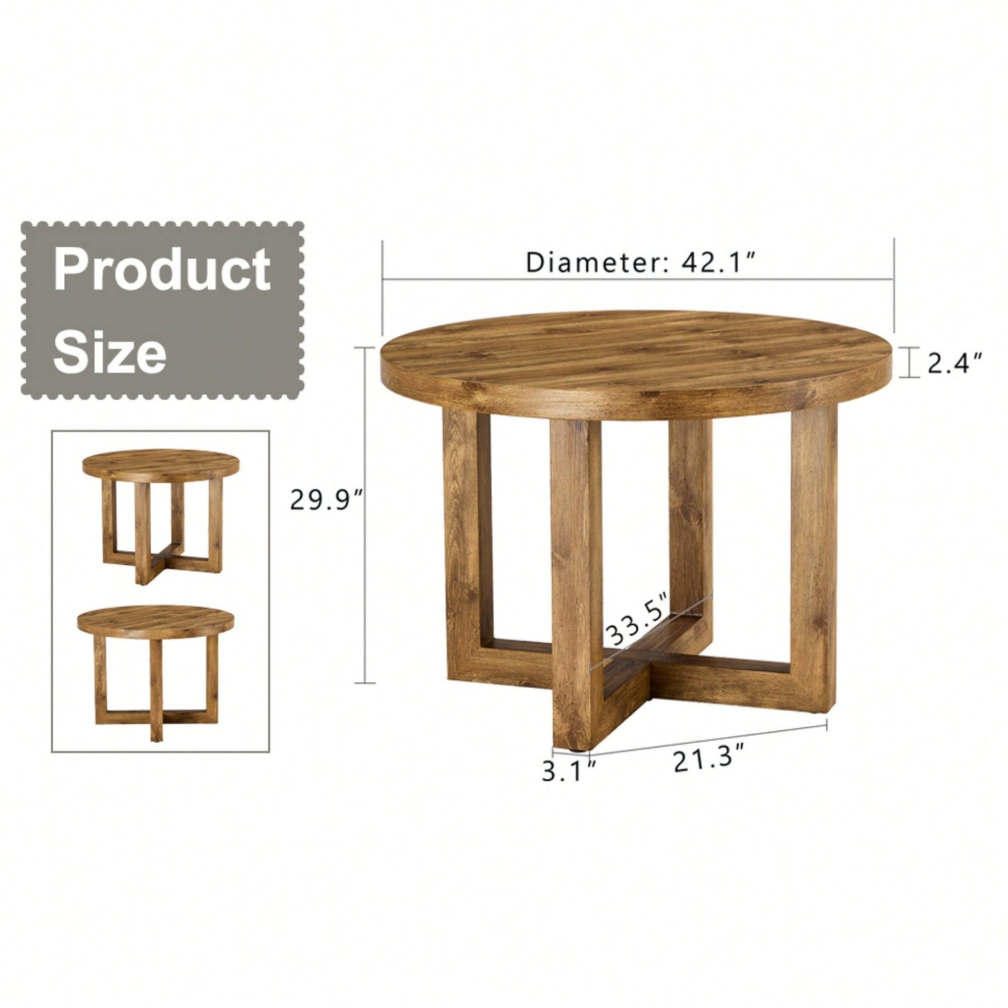 Modern Circular MDF Dining Table For Living Room And Bedroom 42 Inch Elegant Design Easy Assembly
