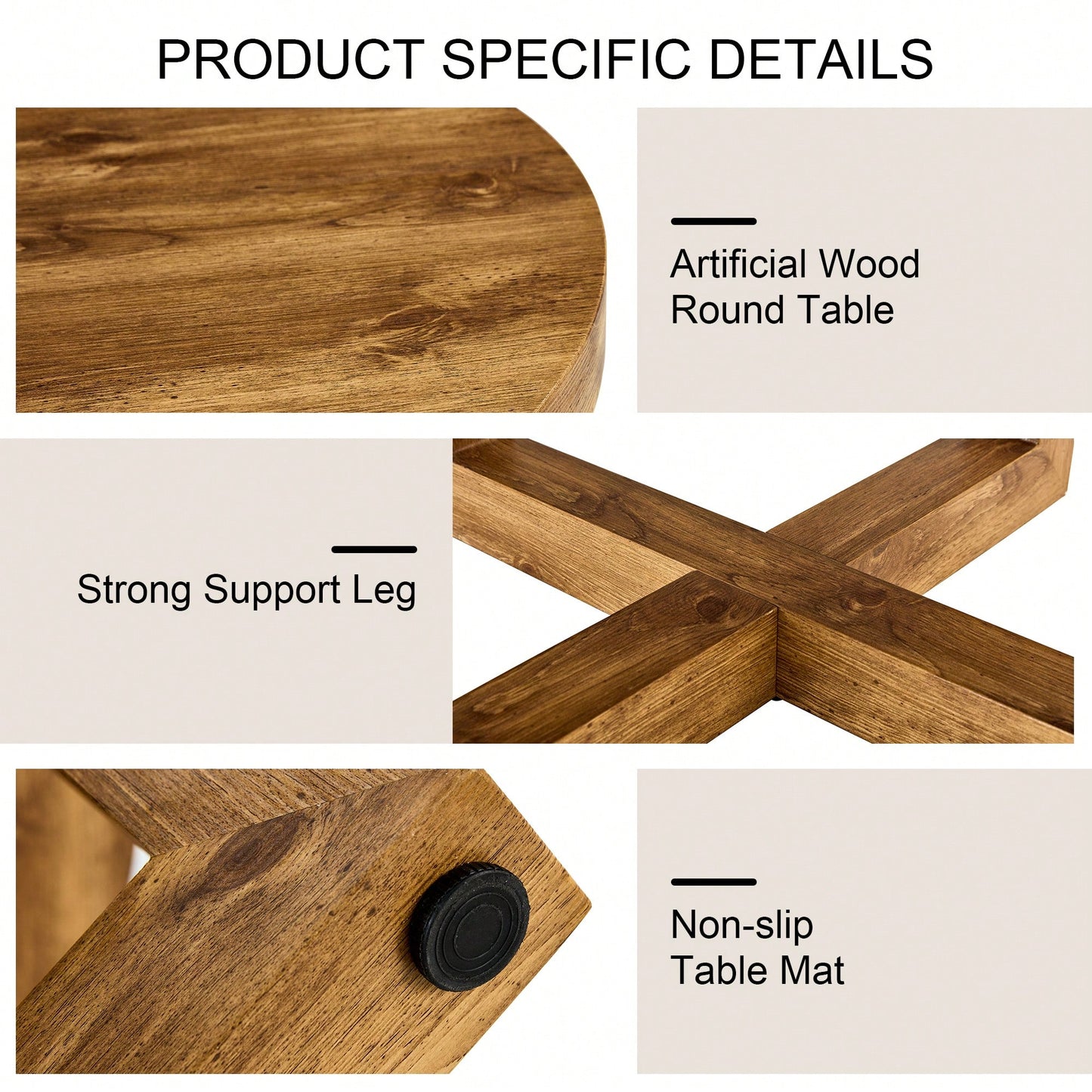 Modern Circular MDF Dining Table For Living Room And Bedroom 42 Inch Elegant Design Easy Assembly