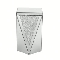 Modern 13.8'' Square Mirrored End Table With Crushed Diamond Accents For Living Room And Hallway Decor, Fully Assembled