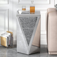 Modern 13.8'' Square Mirrored End Table With Crushed Diamond Accents For Living Room And Hallway Decor, Fully Assembled