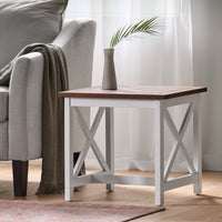 Stylish Two-Toned Acacia Wood End Table With Modern Farmhouse Design For Living Room