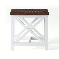 Stylish Two-Toned Acacia Wood End Table With Modern Farmhouse Design For Living Room