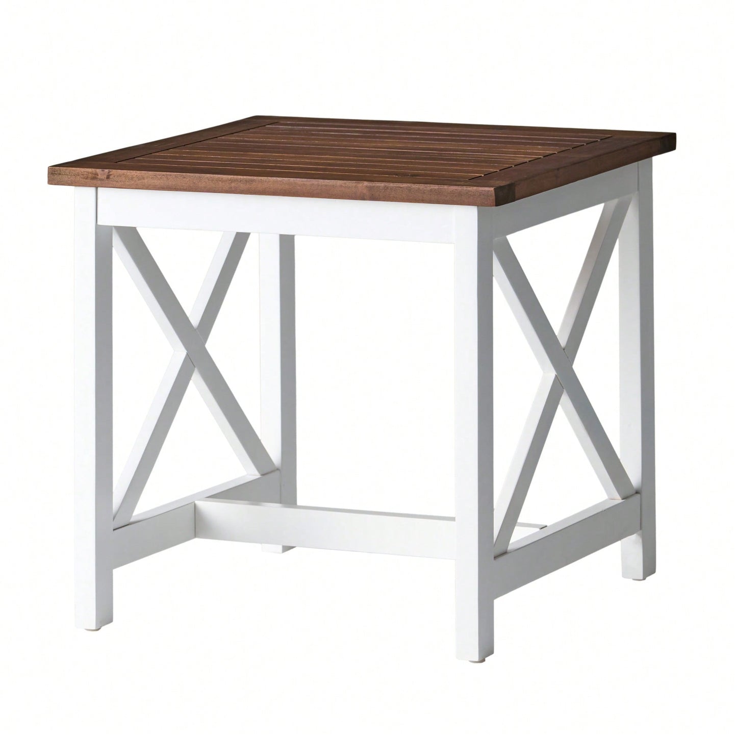 Stylish Two-Toned Acacia Wood End Table With Modern Farmhouse Design For Living Room