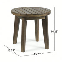 Outdoor Acacia Wood Side Table With Gray Finish For Patio And Backyard, Weather Resistant And Rustic Design, 16 Inch