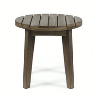 Outdoor Acacia Wood Side Table With Gray Finish For Patio And Backyard, Weather Resistant And Rustic Design, 16 Inch