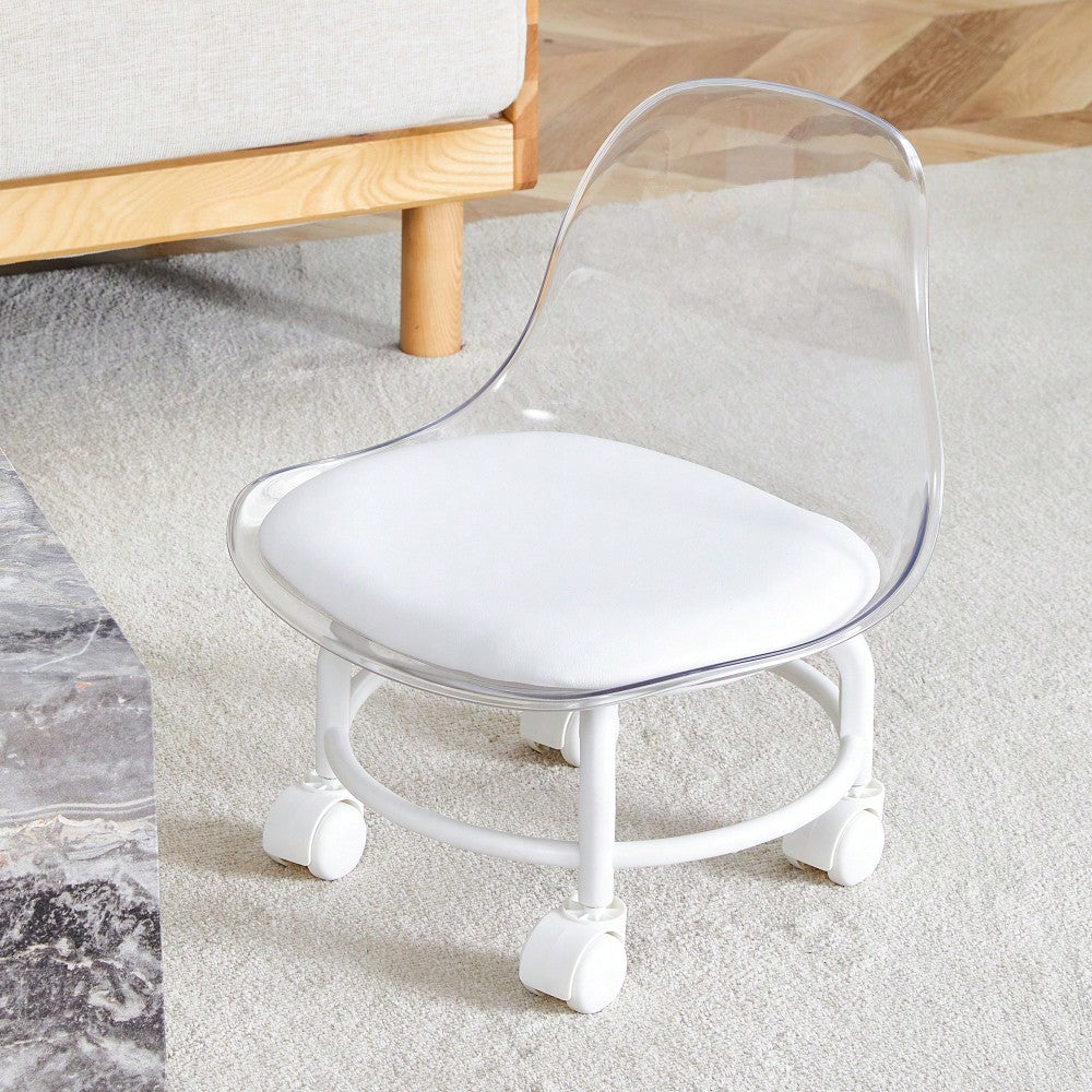 Small White Swivel Chair With Silky Pulleys For Modern Family - 360° Rotation, Easy Assembly, Stylish And Versatile