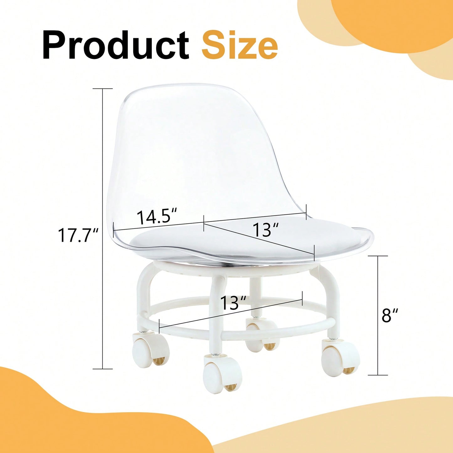 Small White Swivel Chair With Silky Pulleys For Modern Family - 360° Rotation, Easy Assembly, Stylish And Versatile