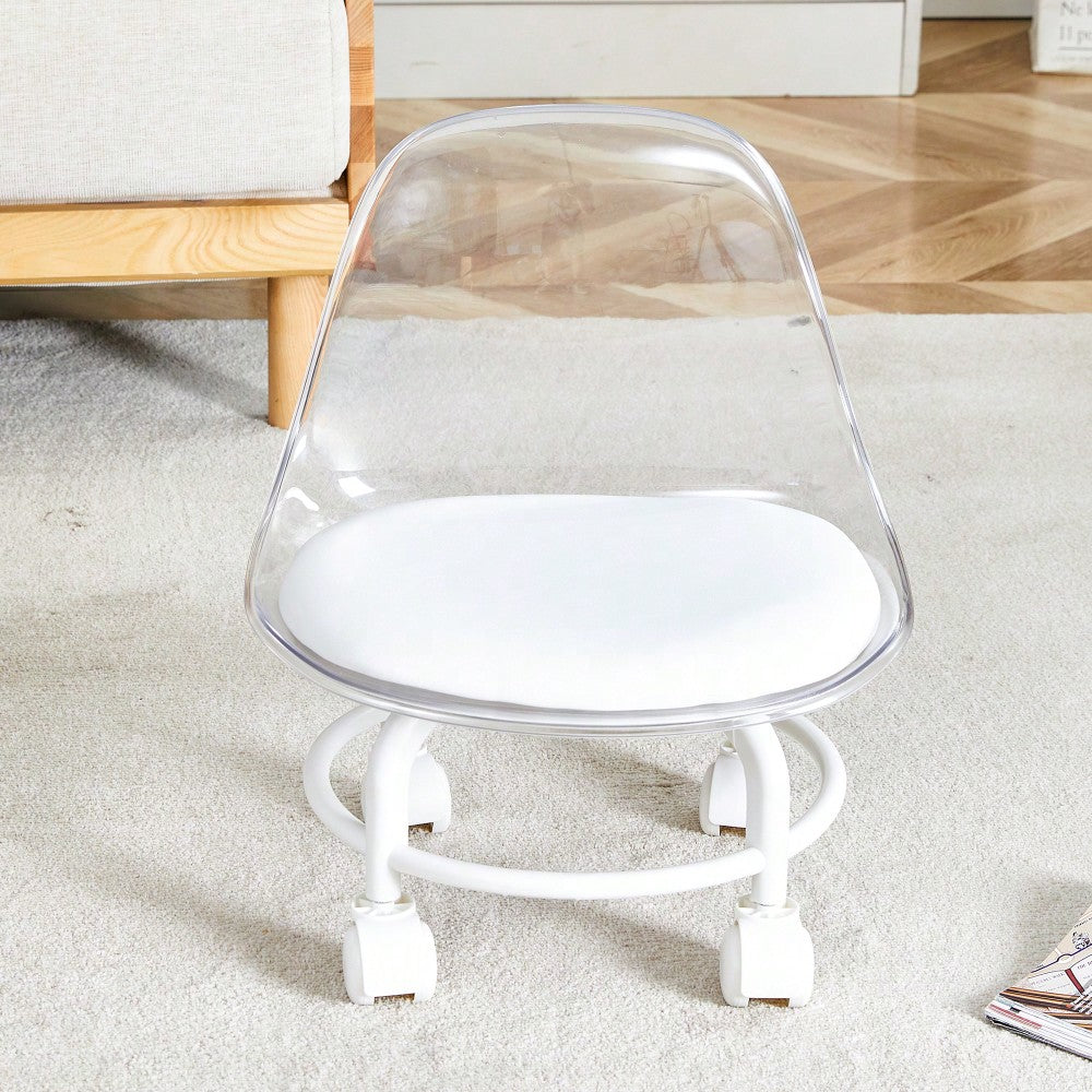 Small White Swivel Chair With Silky Pulleys For Modern Family - 360° Rotation, Easy Assembly, Stylish And Versatile